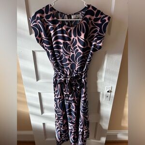 Pink and navy patterned dress